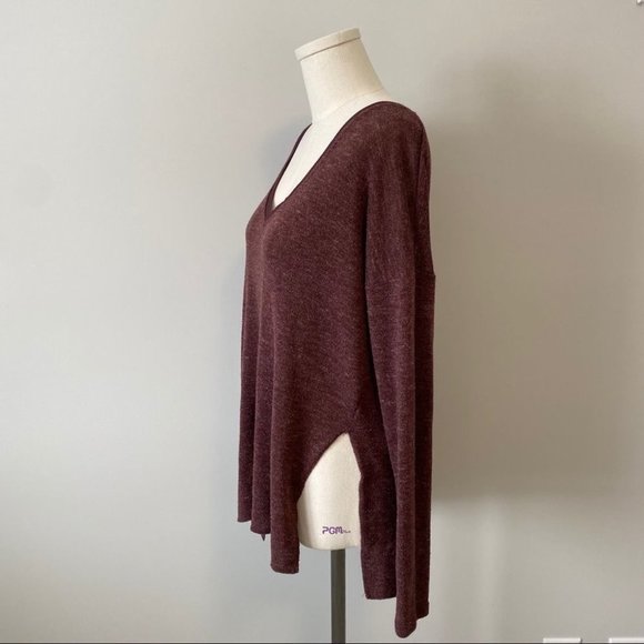 Aritzia Wilfred Sherbrooke V-Neck Shirt Sweater Maroon - Picture 6 of 10